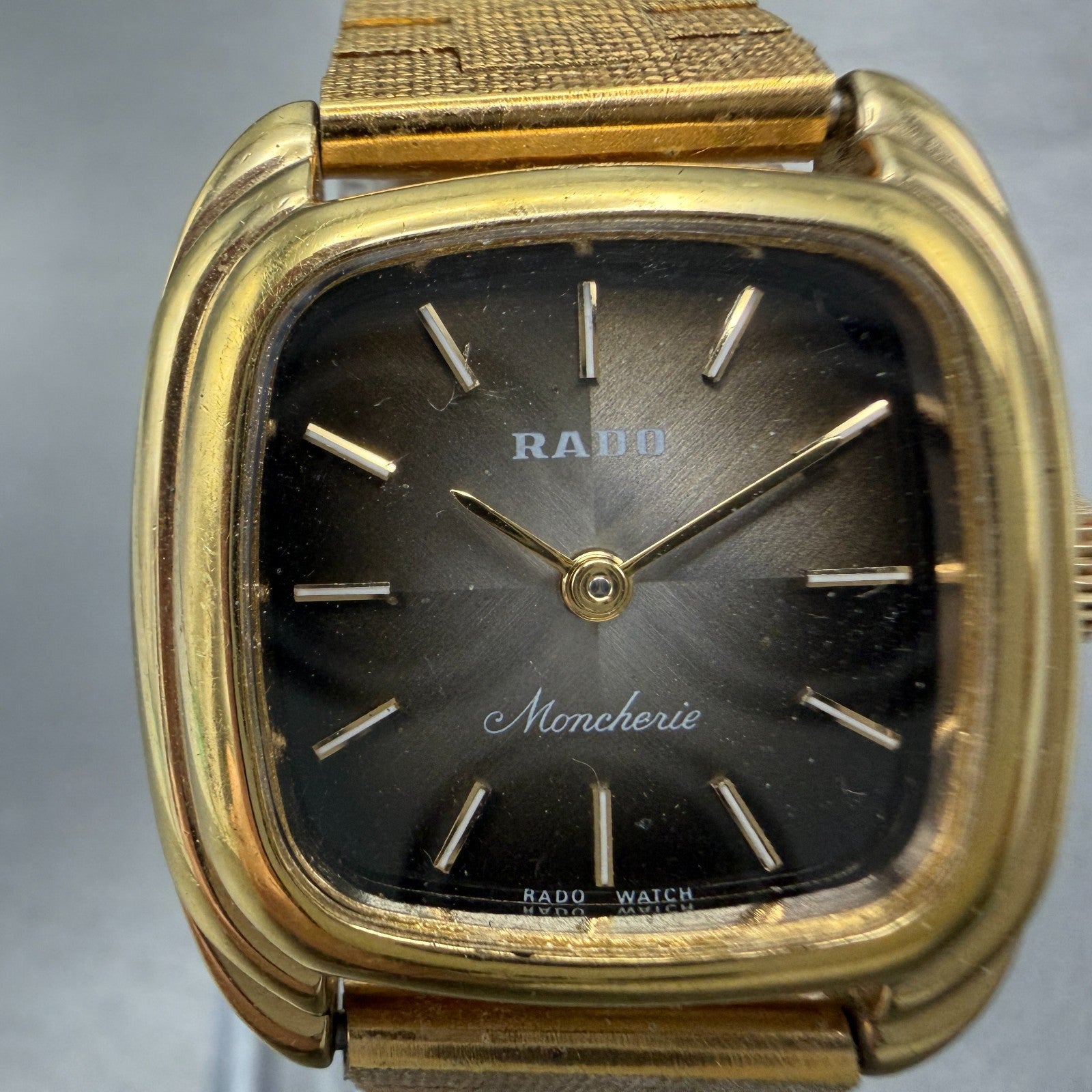 Rado Moncherie Watch Women 24mm Brown Dial Gold Tone Rectangle Manual Wind PARTS2