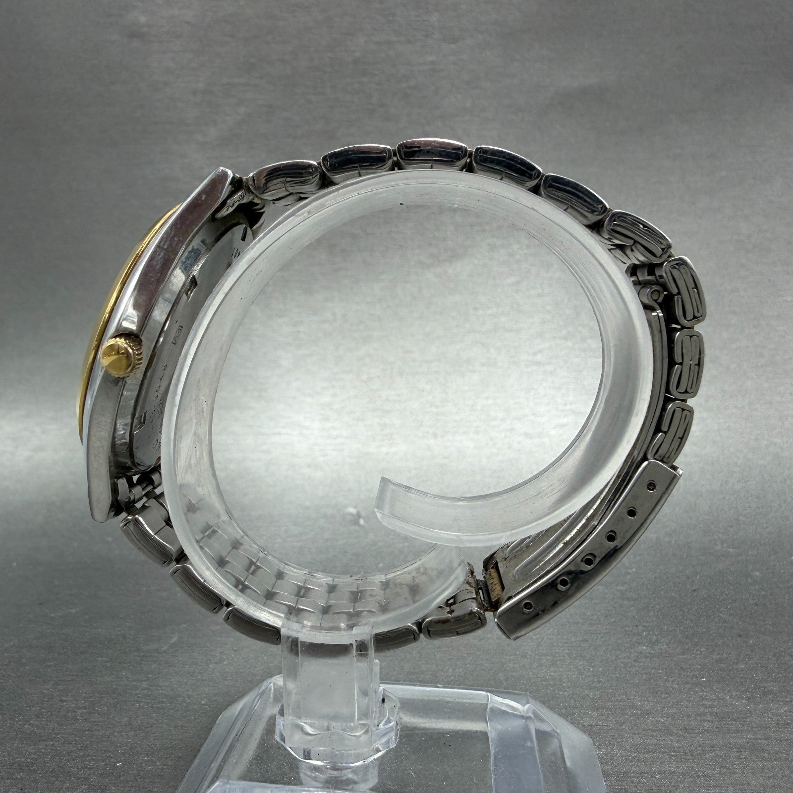Seiko Watch Men 37mm Silver Dial Two Tone Daydate Round 7N43-9048 New Battery IK6
