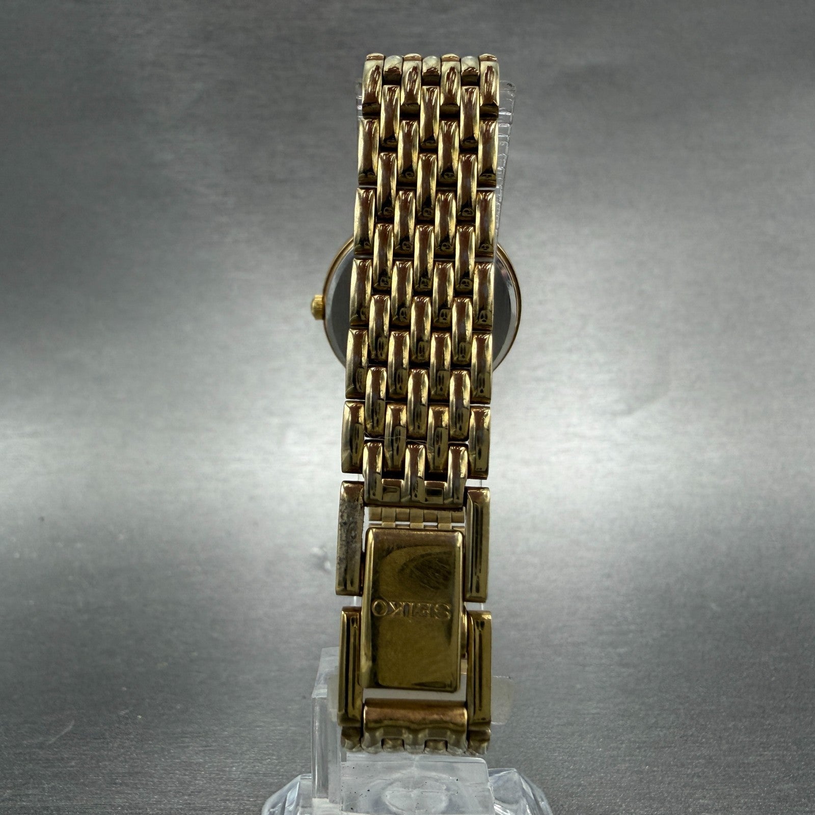 Seiko Watch Women 24mm Champagne Dial Gold Tone Round V701-1781 New Battery VTG7