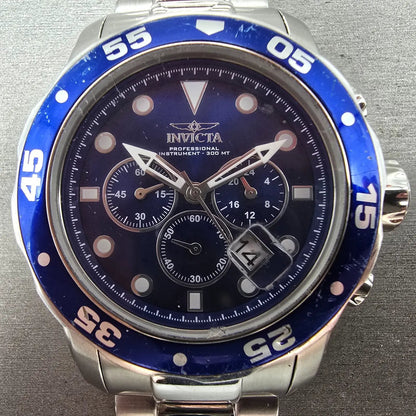 Invicta Pro Diver Chronograph Watch Men 48mm Blue Dial Steel Date 15082 New Batt1