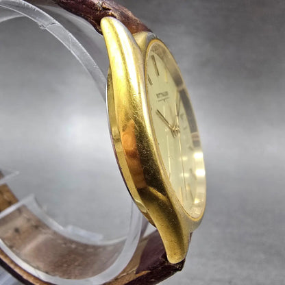 Wittnauer Watch Men 33mmCream Dial Gold Tone Round Date 9514 New Battery3