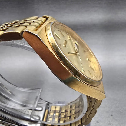 Seiko Watch Men 35mm Champagne Dial Gold Tone Daydate Round V743-9029 New Batt3