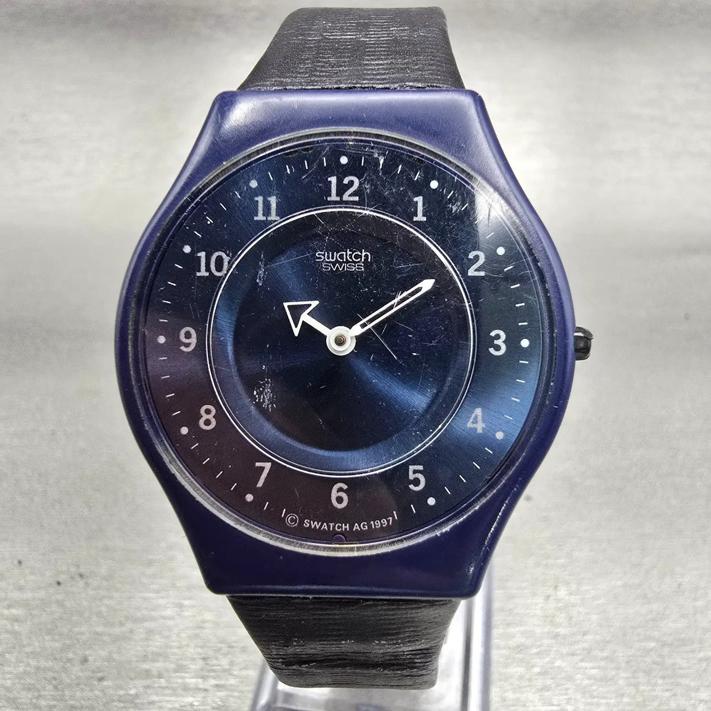 Swatch Skin Thinsider Watch Men Blue Dial Blue Case Round SFN102 New Battery0