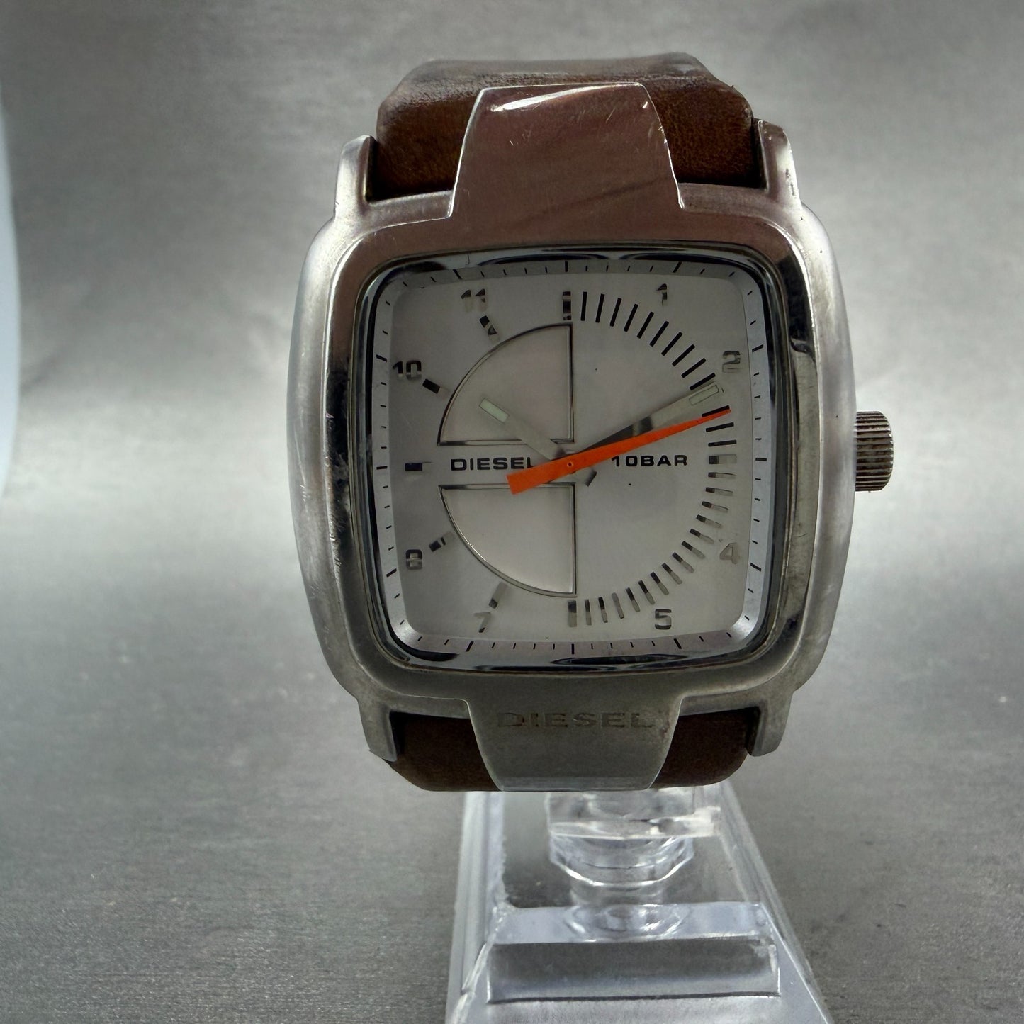 Diesel Watch Men 42mm White Dial Stainless Steel Rectangle DZ4033 New battery5