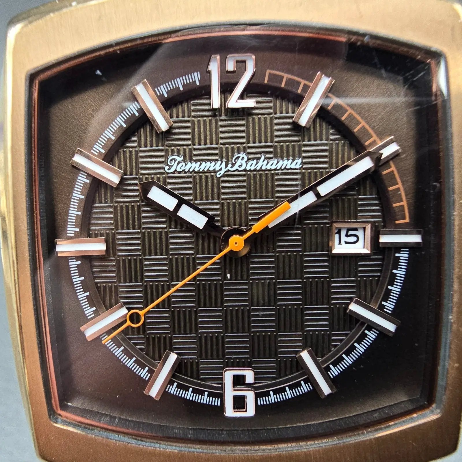Tommy Bahama Maui Roadster Watch Men 42mm Brown Dial Rose Gold Tone Date New Bat1
