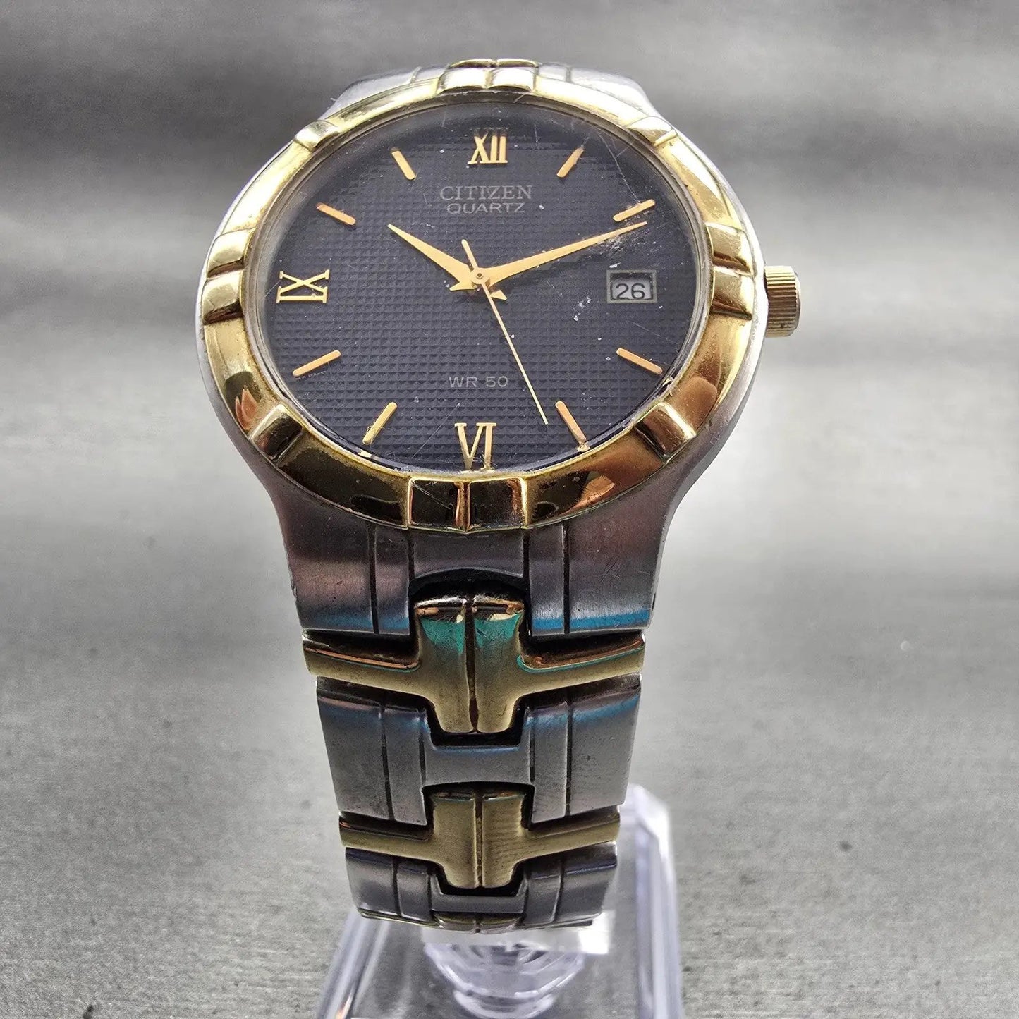 Citizen Watch Men 35mm Blue Dial Two Tone Date Round 2510-S029261 New Battery5