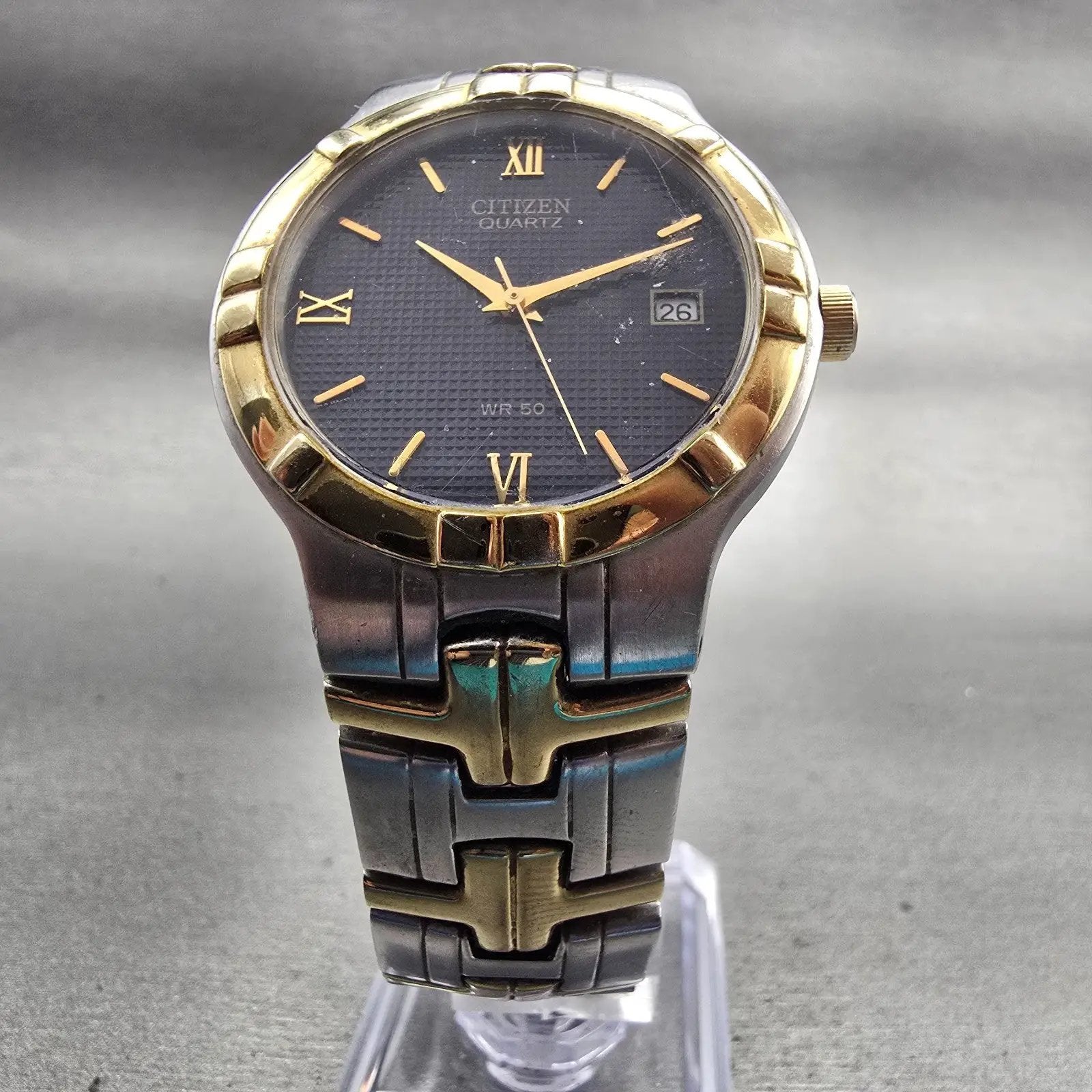 Citizen Watch Men 35mm Blue Dial Two Tone Date Round 2510-S029261 New Battery5