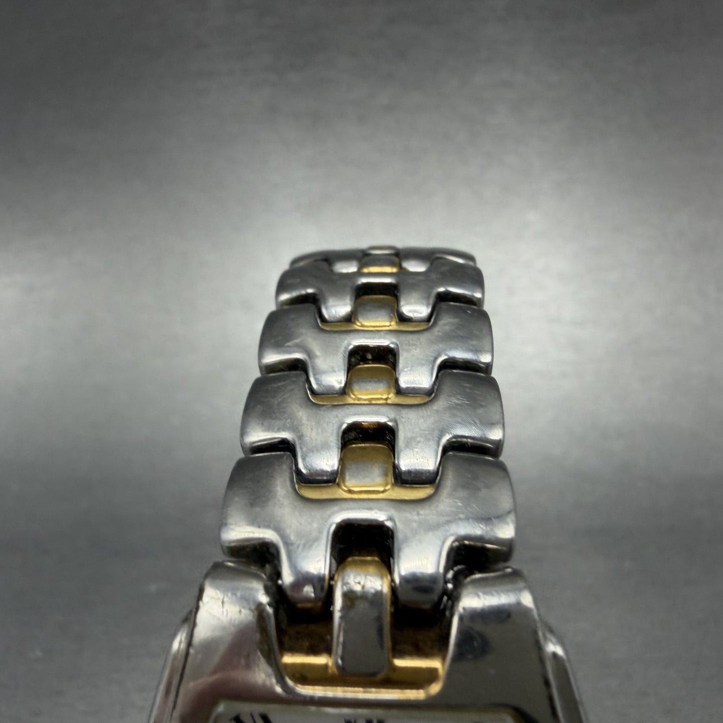 Seiko Tank Watch Men 30mm White Dial Two Tone Vintage 7N07-5020 New Battery4