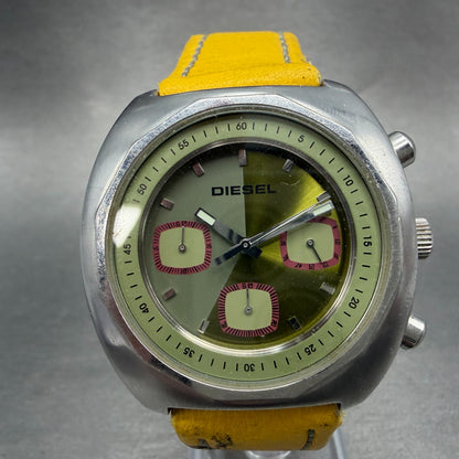 Diesel Chronograph Watch Men 39mm Green Dial Steel Round DZ-4008 New Battery0