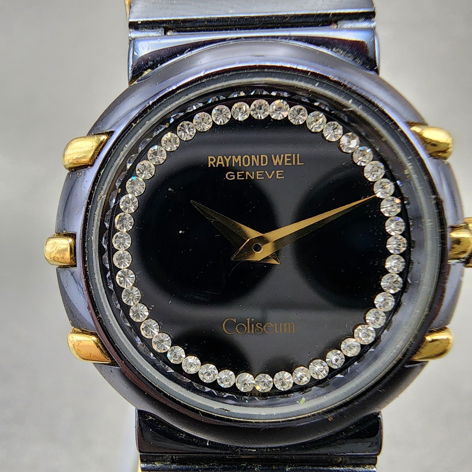 Raymond Weil Coliseum Watch Women 24mm Black Dial Black Gold Round 8084 New Batt1