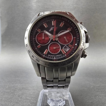 Jacques Lemans Formula 1 Chronograph Watch Women 36mm Black Dial Steel New Batt5