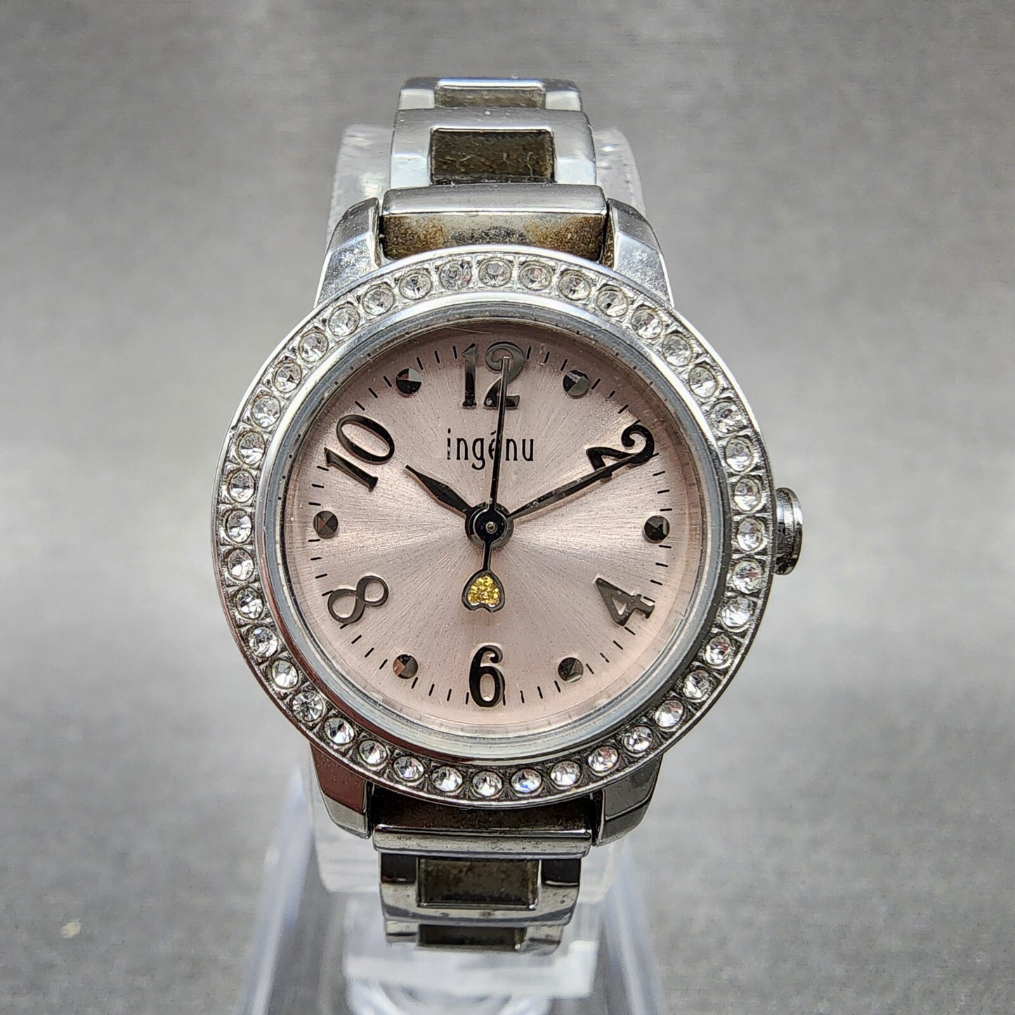 Seiko ALBA Ingenu Watch Women 22mm Pink Dial Silver Tone Crystal Bezel New Batt1