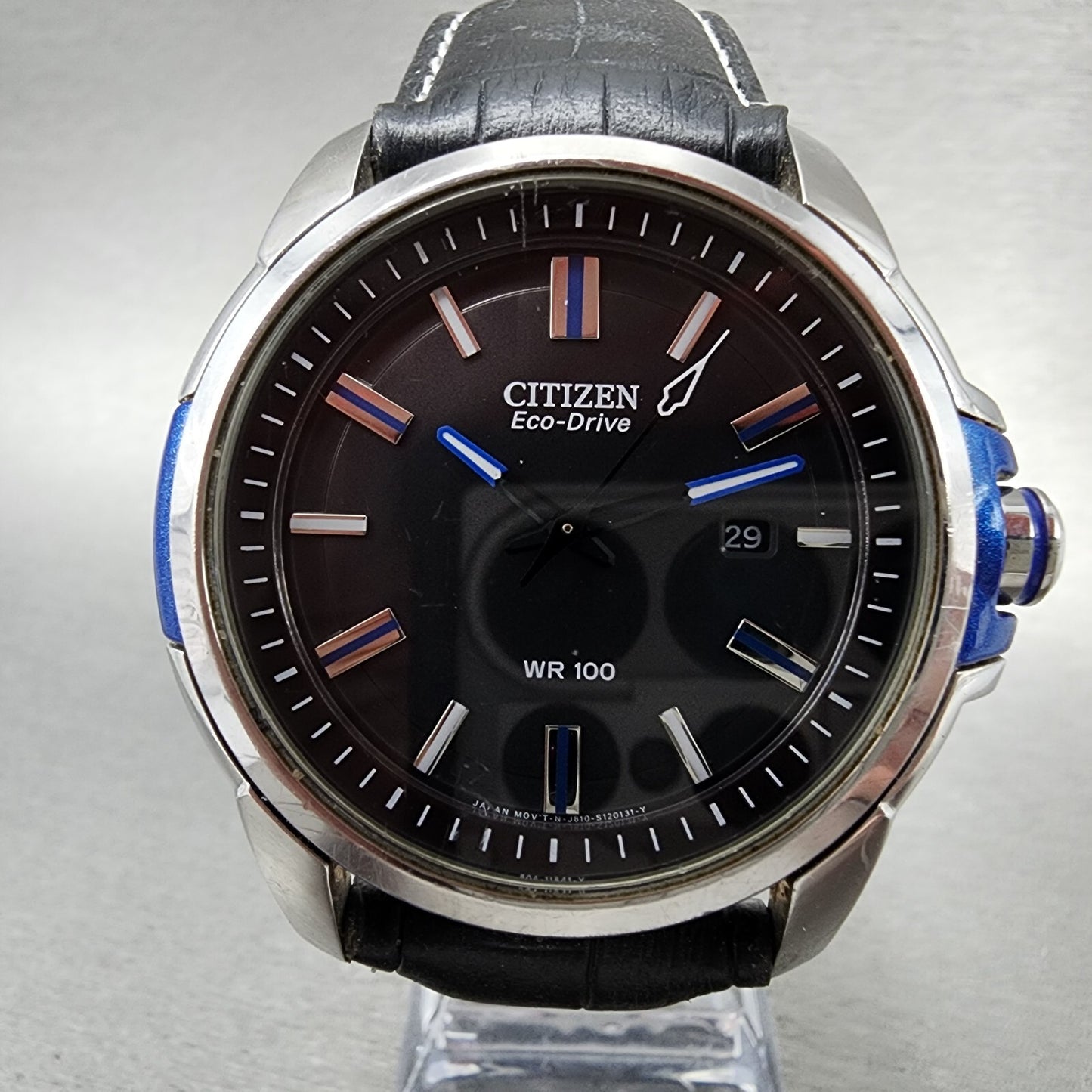 Citizen EcoDrive Weekender Watch Men 44mm Black Dial Steel Date AW115104E1