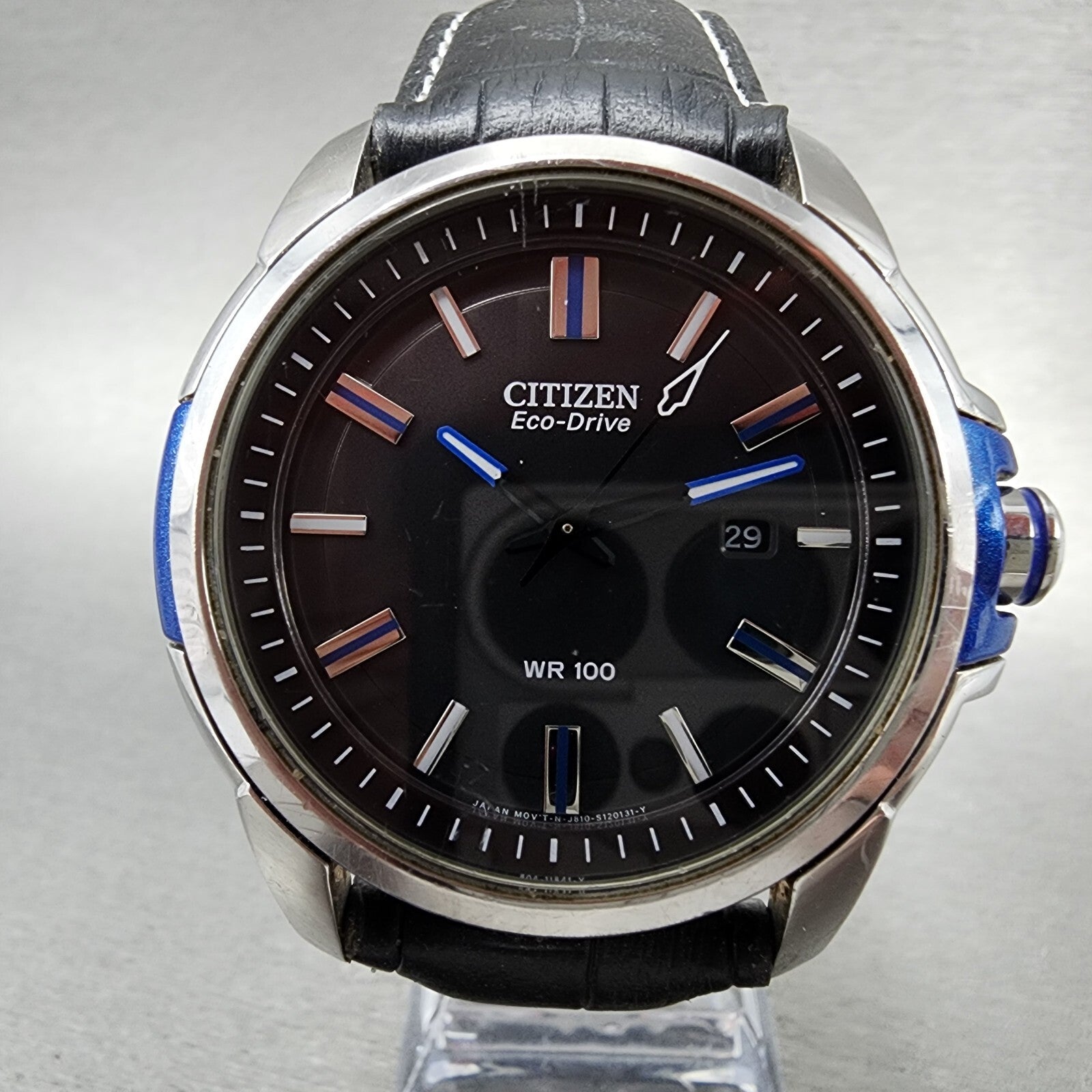 Citizen EcoDrive Weekender Watch Men 44mm Black Dial Steel Date AW115104E1