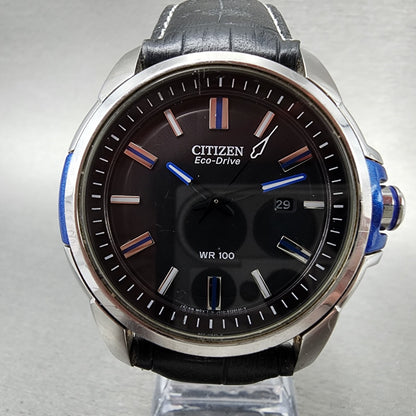 Citizen EcoDrive Weekender Watch Men 44mm Black Dial Steel Date AW115104E1
