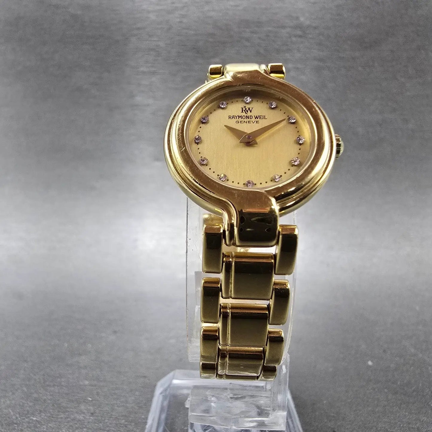 Raymond Weil Watch Women 23mm Champagne Dial Gold Plated Round 5850 New Battery5