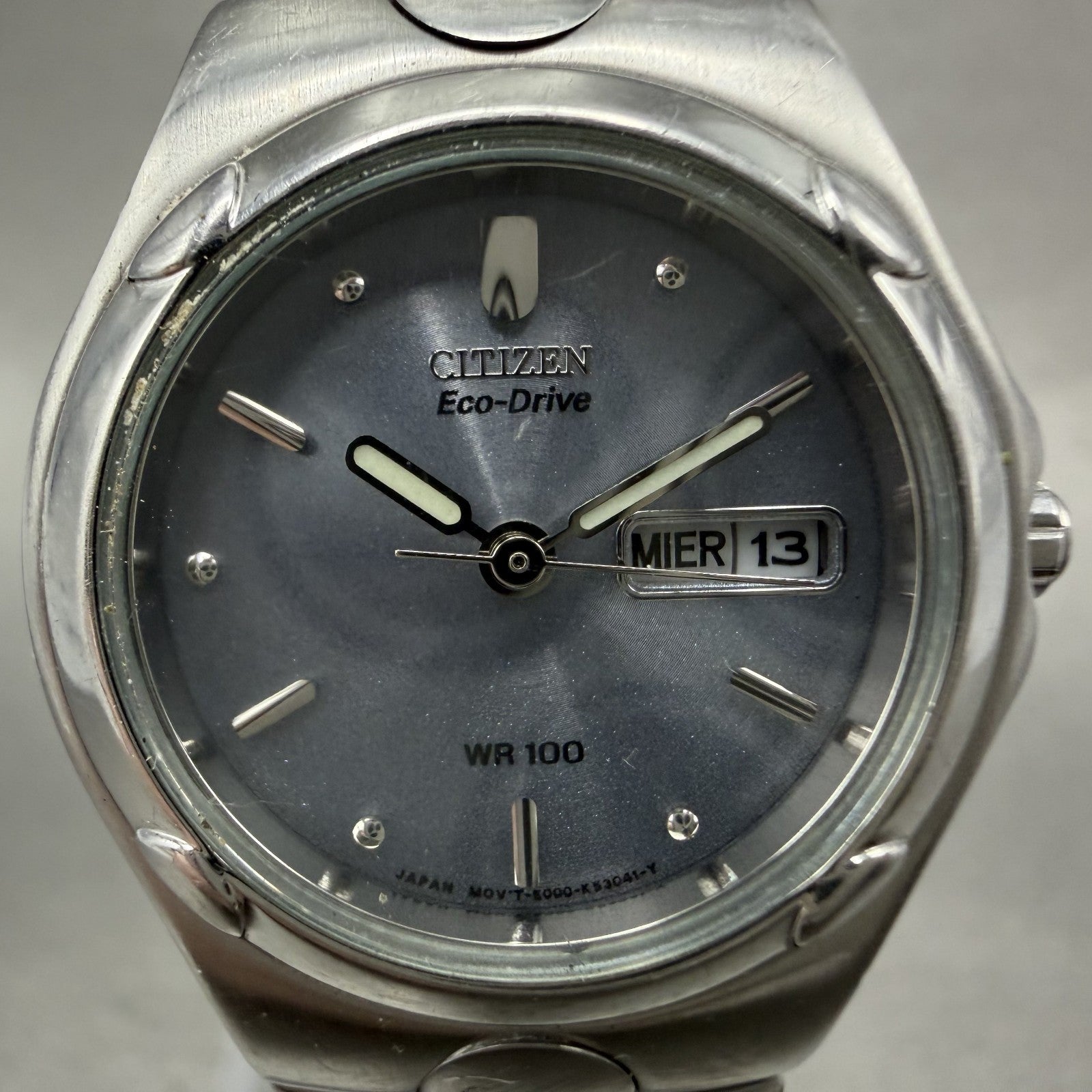 Citizen Eco-Drive Watch Women 25mm Gray Dial Silver Tone Daydate Round Runs1