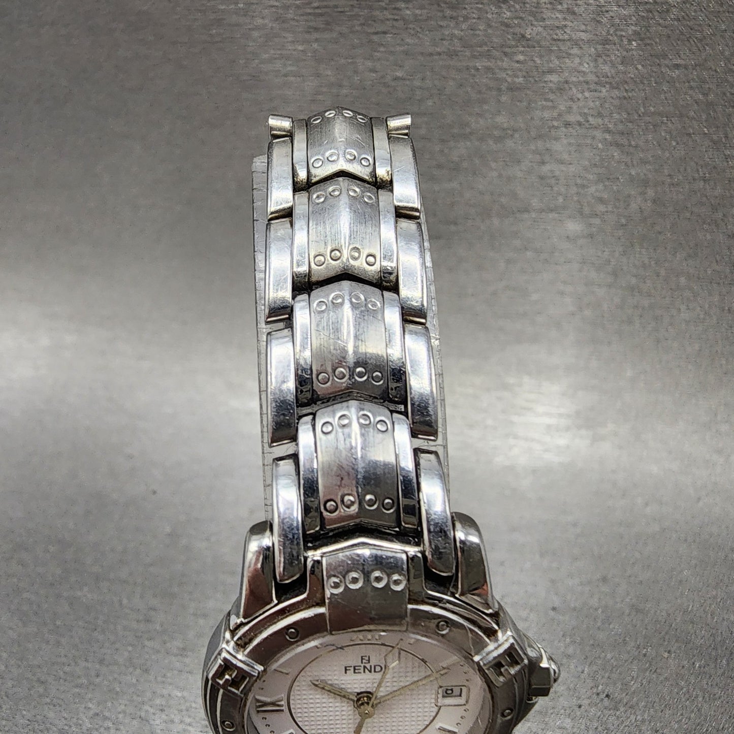 Fendi Orologi Watch Women 26mm White Dial Silver Tone Date Round 3500L PARTS5