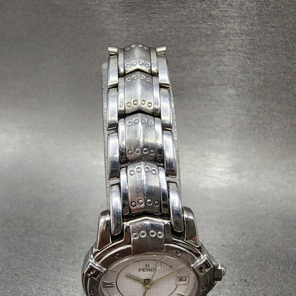 Fendi Orologi Watch Women 26mm White Dial Silver Tone Date Round 3500L PARTS5