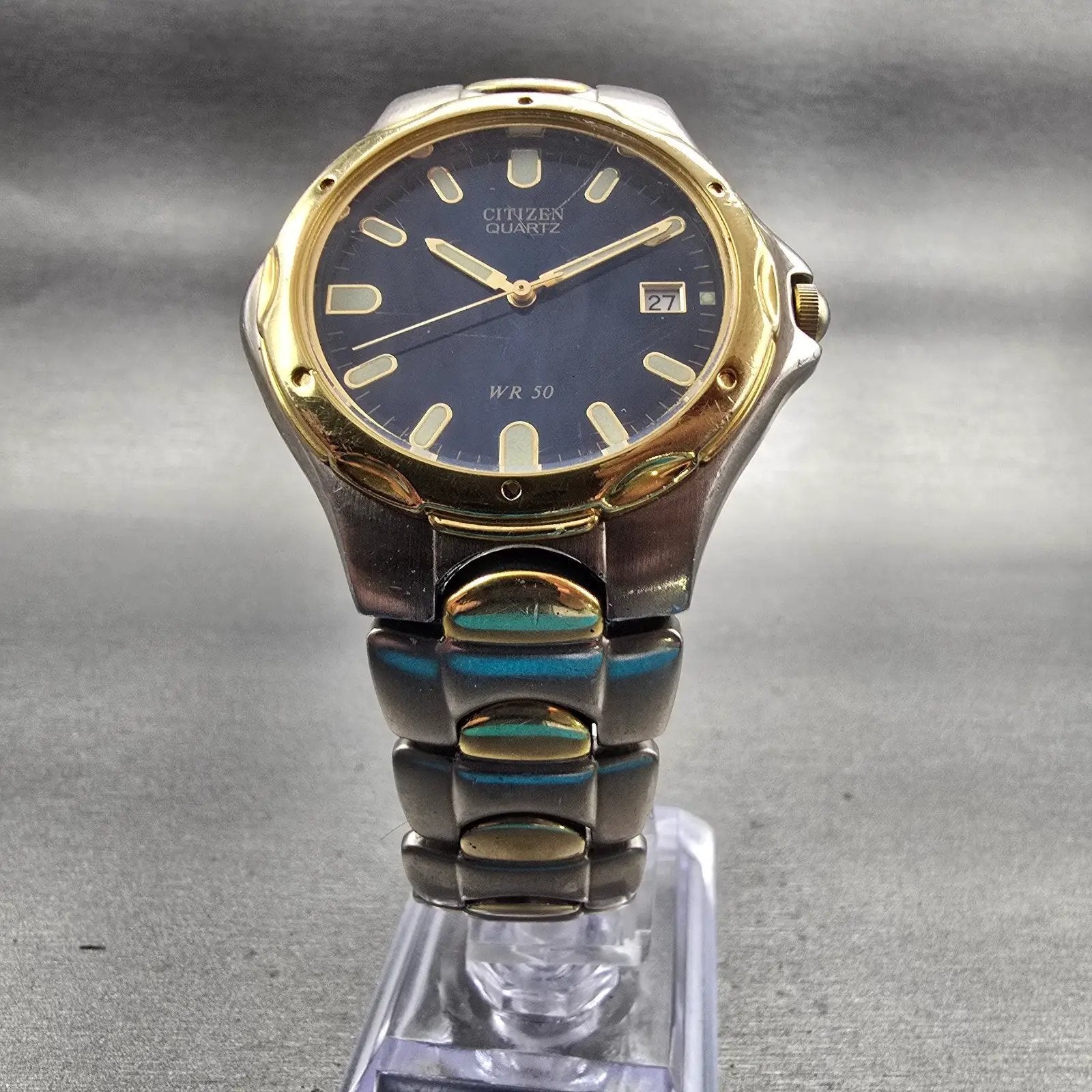 Citizen Watch Men 36mm Blue Dial Two Tone Date Round 1112-S68334 New Battery5