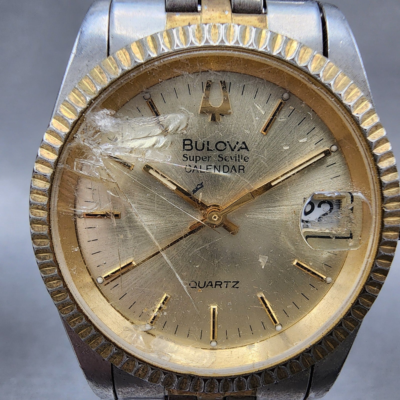 Bulova Super Seville Watch Women 31mm Champagne Dial Two Tone Date Round NewBatt1