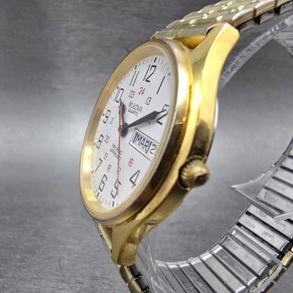 Bulova Railroad Approved Watch Men 36mm White Dial Gold Tone Daydate New Battery2