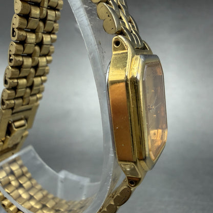 Seiko SX Watch Women 17mm Gold Dial Gold Tone Octagon V401-5251 New Battery3