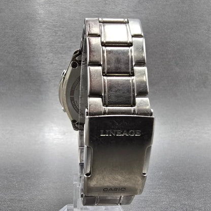 Casio Lineage Watch Men 40mm Black Dial Titanium Analog Digital Solar Runs JDm7
