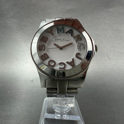 Marc Jacobs Rivera Watch Men 41mm White Dial Steel Round MBM3136 New Battery5