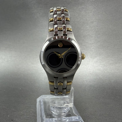 Movado Museum Watch Women 24mm Black Dial Two Tone Round 81 E4 1832 New Battery5