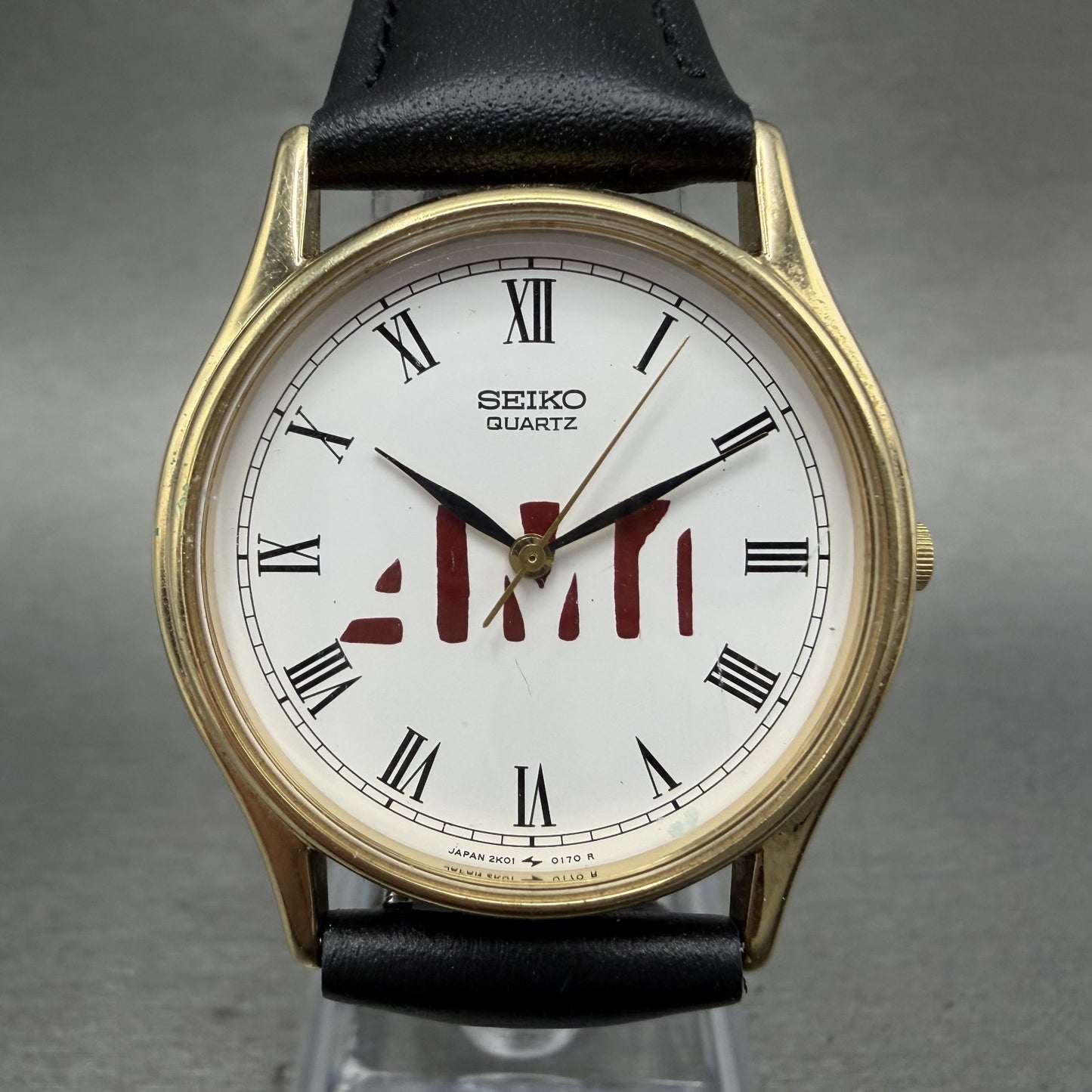 Seiko Watch Men 32mm White Dial Gold Tone Round 2K01-0099 New Battery Vintage0