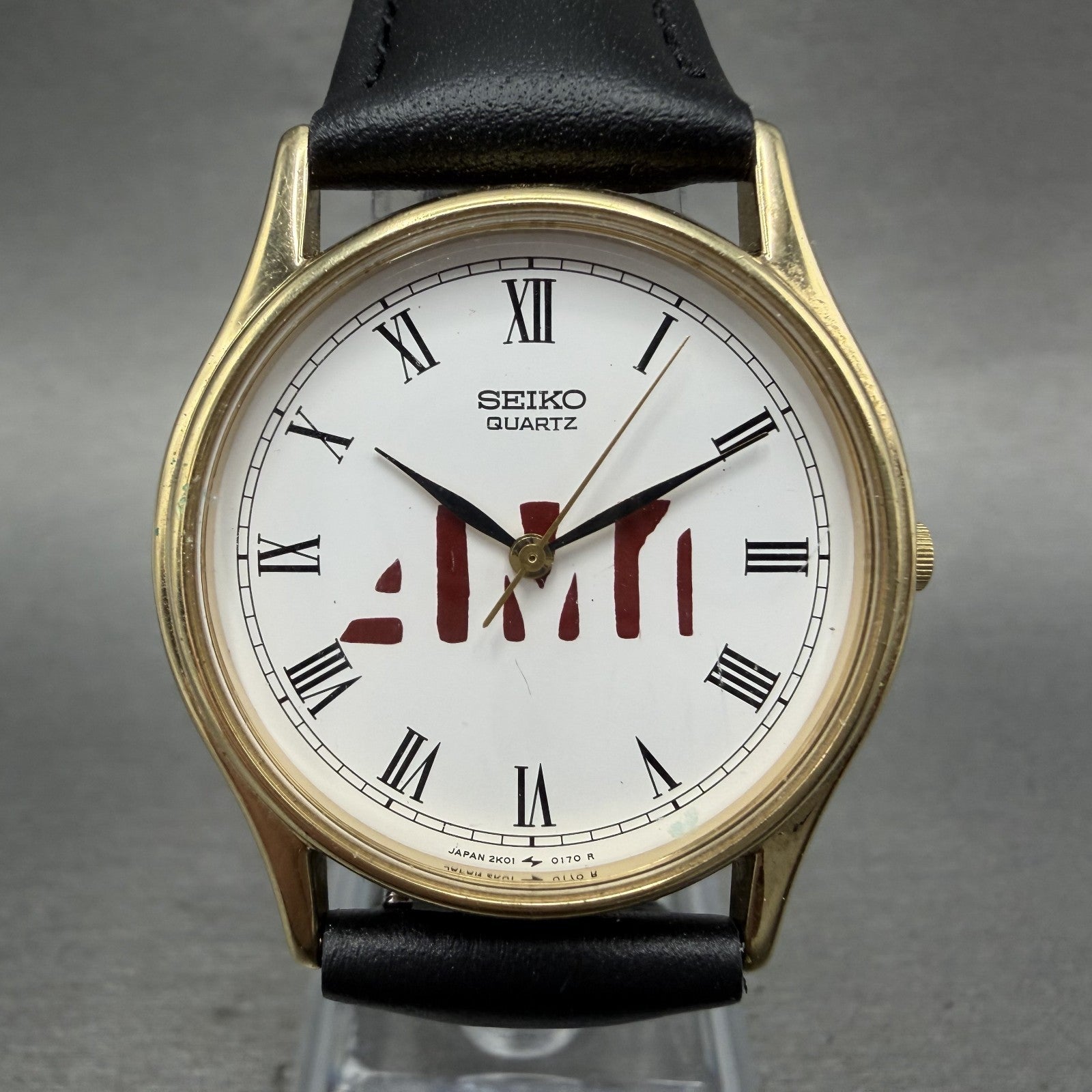 Seiko Watch Men 32mm White Dial Gold Tone Round 2K01-0099 New Battery Vintage0