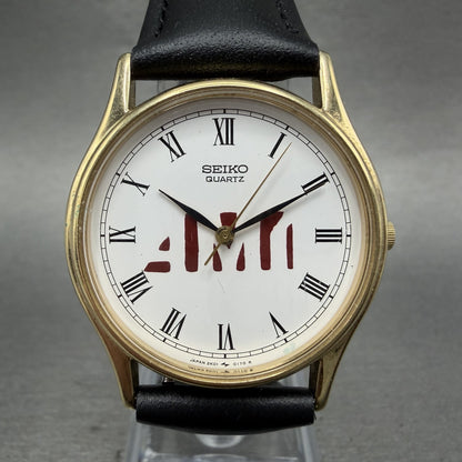 Seiko Watch Men 32mm White Dial Gold Tone Round 2K01-0099 New Battery Vintage0