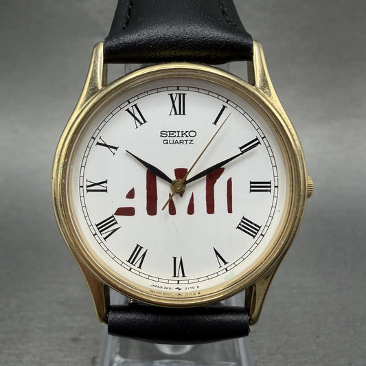 Seiko Watch Men 32mm White Dial Gold Tone Round 2K01-0099 New Battery Vintage0
