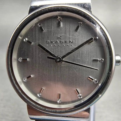 Skagen Ancher Watch Women 26mm Silver Dial Silver Tone Round SKW2192 New Battery1