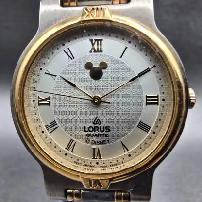 Lorus Mickey Mouse Watch Women 30mm Champagne Dial Two Tone V301-6E70 New Batt1