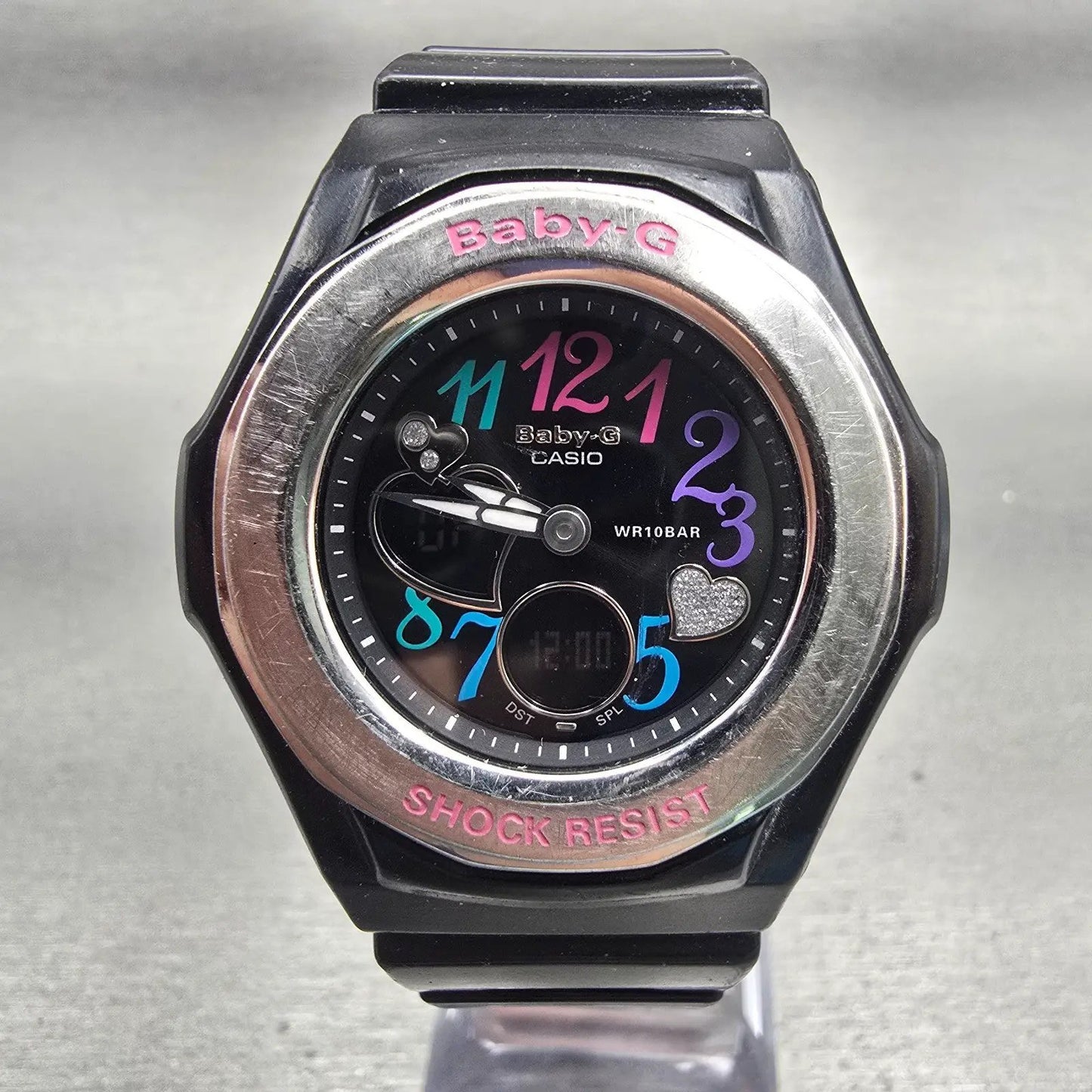 Casio Baby-G BGA-101 Watch Women 39mm Black Silver Chrono Alarm New Battery0
