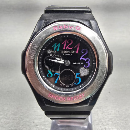 Casio Baby-G BGA-101 Watch Women 39mm Black Silver Chrono Alarm New Battery0