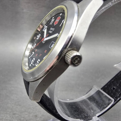 Swiss Army Garrison Watch Women 34mm Black Dial Steel Date Round New Battery2