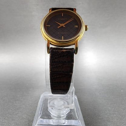 Tissot Stylist Watch Women 23mm Black Dial Gold Tone Date Round New Battery5