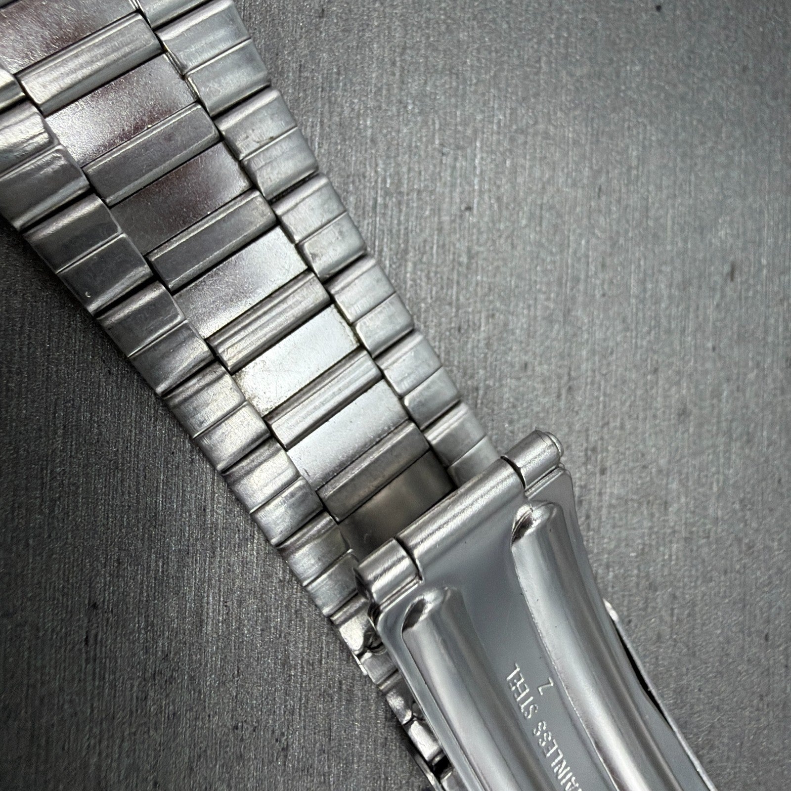 Seiko SQ Bracelet 21mm Stainless Steel Tri Folding Clasp Z1157 Vintage Japan B11