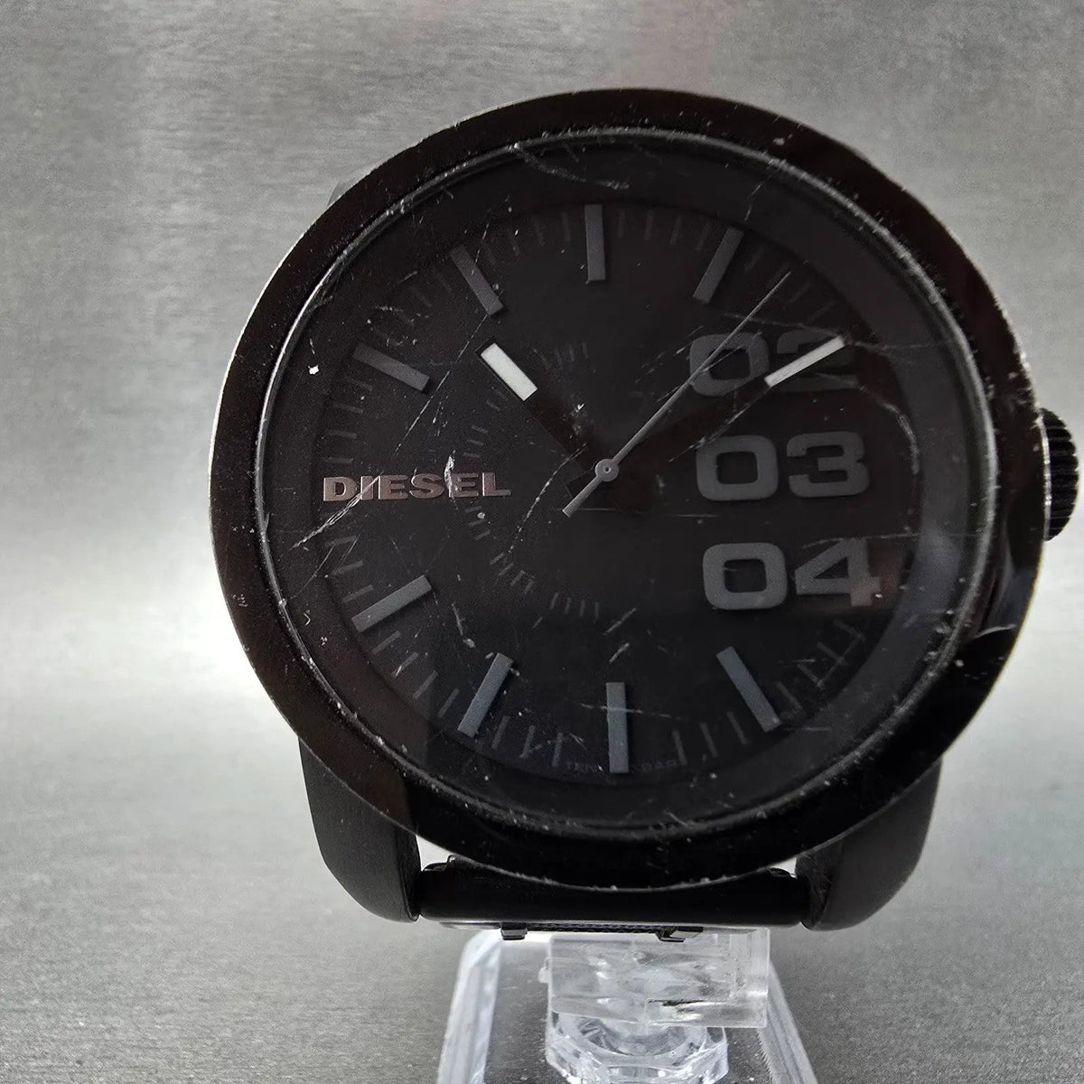 Diesel Watch Men 46mm Black Dial Black Tone Round DZ-1371 New Battery5