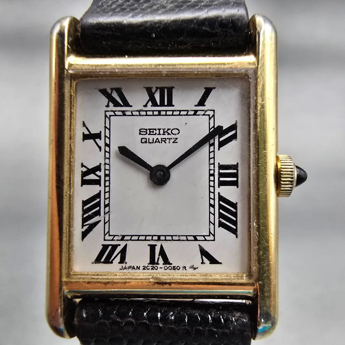 Seiko Tank Watch Women 17mm White Dial Gold Tone Rectangle 2C20-5019 New Battery1
