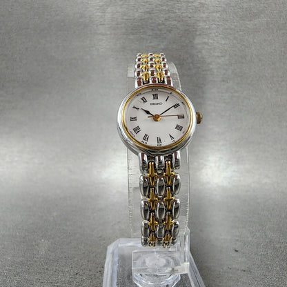 Seiko Watch Women 20mm White Dial Two Tone Round 1f210a30 New Battery5