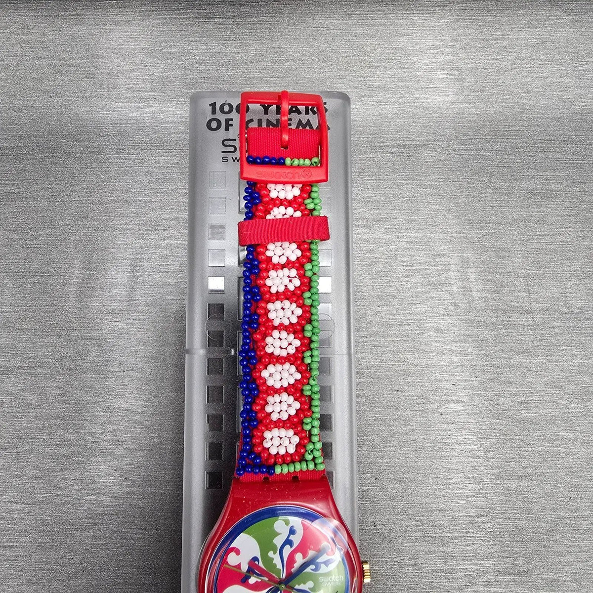 Swatch Special Despite Watch Men 34mm Green Dial Red Case GZ142 New Battery NOS2