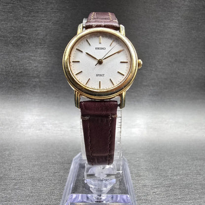Seiko Spirit Watch Women 25mm Silver Dial Gold Tone Round 4N21-0810 New Battery5