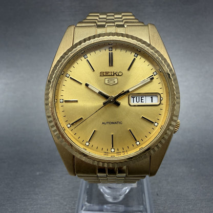 Seiko 5 Automatic President Watch Men 36mm Champagne Dial Two Tone Daydate Runs0