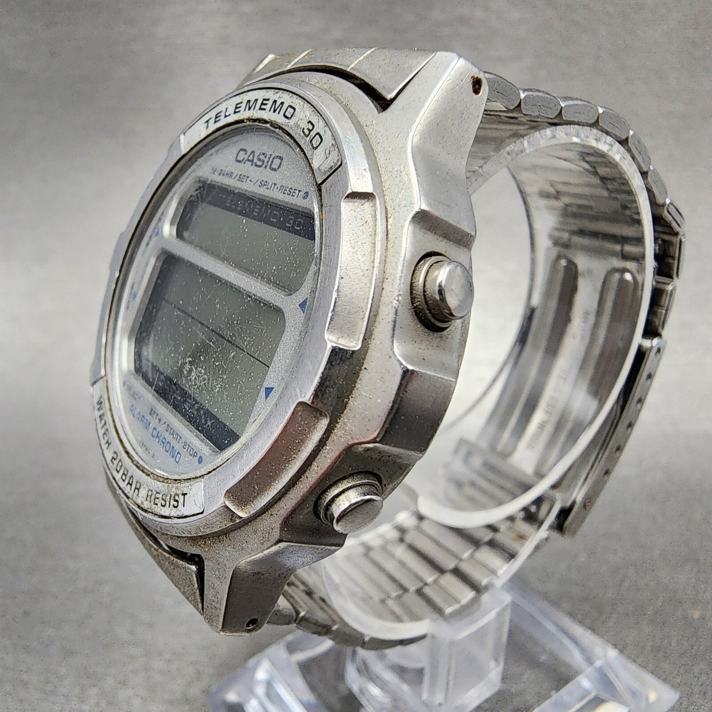 Casio DW3600 Telememo 30 Watch Men 41mm Digital Steel Round VTG PARTS3