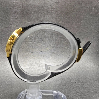 Gucci 2200L Watch Women 25mm Black Dial Gold Tone Round New Battery Swiss6