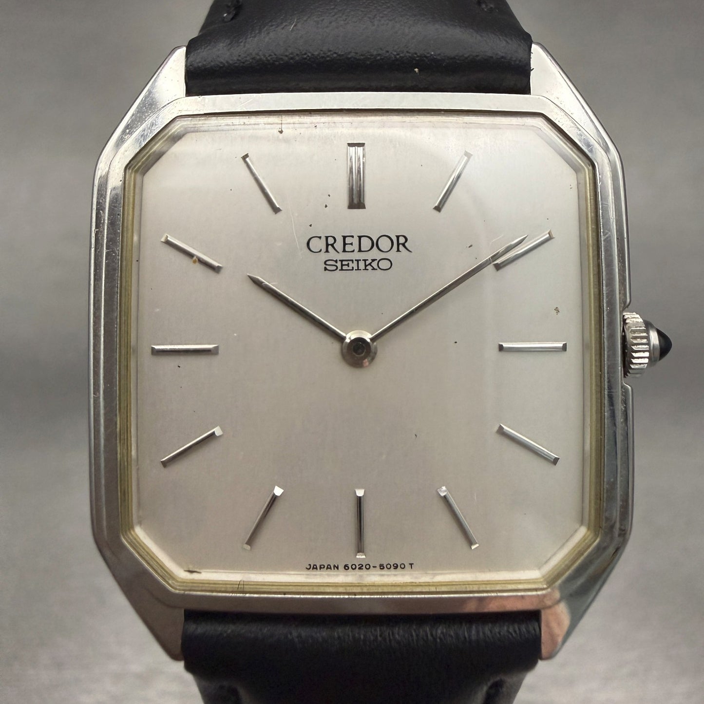 Seiko Credor Watch Men 28mm Silver Dial Silver Tone Octagon 6020-5090 New Batt1